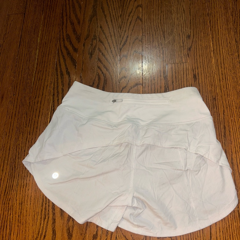 Lululemon White High Rise Speed Up Shorts
